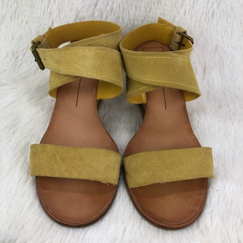 DOLCE VITA Mustard Yellow Cork Heel Wedges EUC.